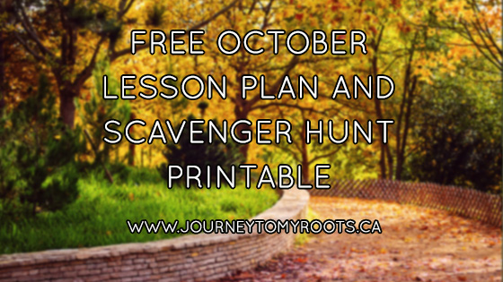 Free October Lesson Plan and Scavenger Hunt Printable